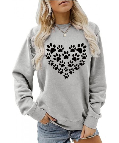 Dog Mom Tshirts for Women Dog Paw Shirt Funny Dog Paw Graphic Print Casual Dog Mom Short Sleeve Tops L-paw Love 03 Grey $10.5...