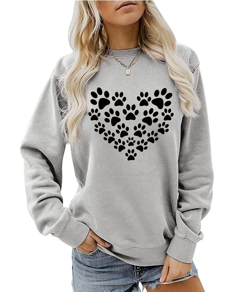 Dog Mom Tshirts for Women Dog Paw Shirt Funny Dog Paw Graphic Print Casual Dog Mom Short Sleeve Tops L-paw Love 03 Grey $10.5...