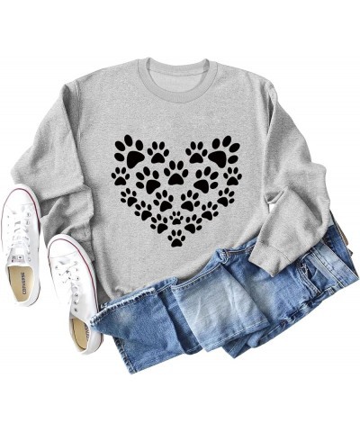 Dog Mom Tshirts for Women Dog Paw Shirt Funny Dog Paw Graphic Print Casual Dog Mom Short Sleeve Tops L-paw Love 03 Grey $10.5...