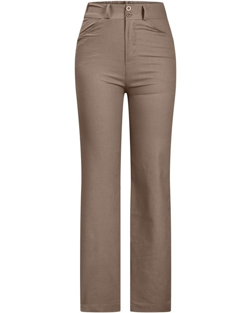 Womens Dress Pants for Work Business Casual High Waisted Straight Leg Regular Fit Trouser Pant 04 Khaki $10.81 Pants