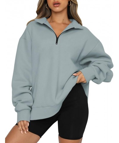 Womens Oversized Sweatshirts Hoodies Half Zip Pullover Fall Fashion Outfits 2024 Y2k Clothes Lightgreen $20.90 Hoodies & Swea...