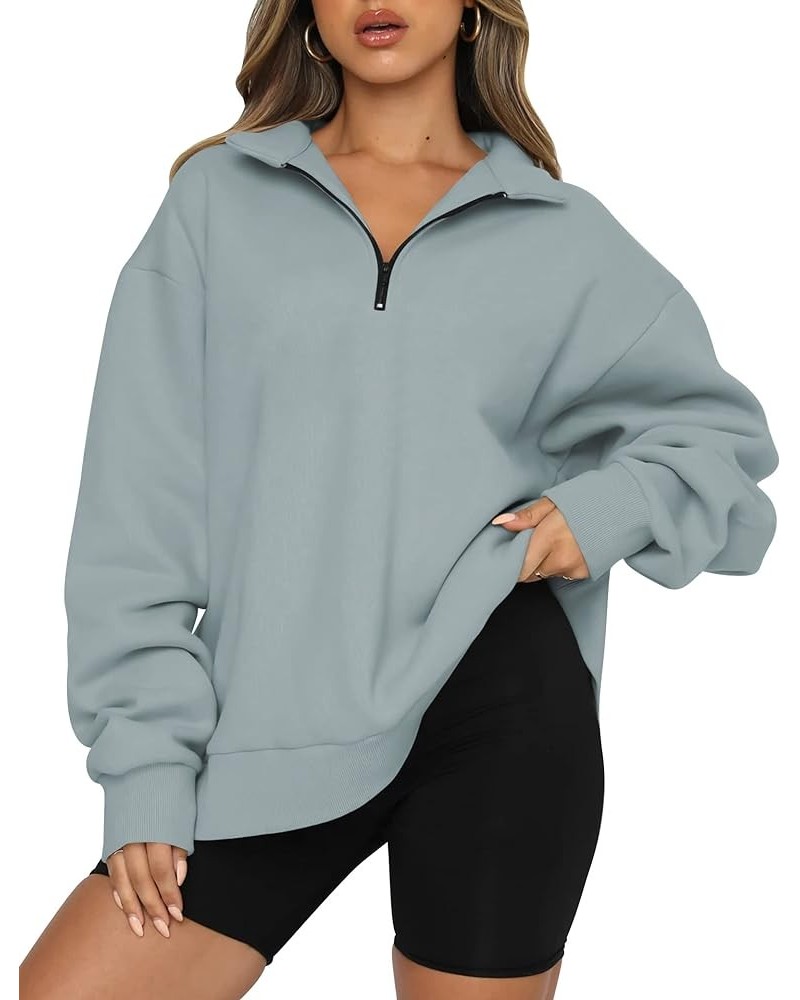 Womens Oversized Sweatshirts Hoodies Half Zip Pullover Fall Fashion Outfits 2024 Y2k Clothes Lightgreen $20.90 Hoodies & Swea...