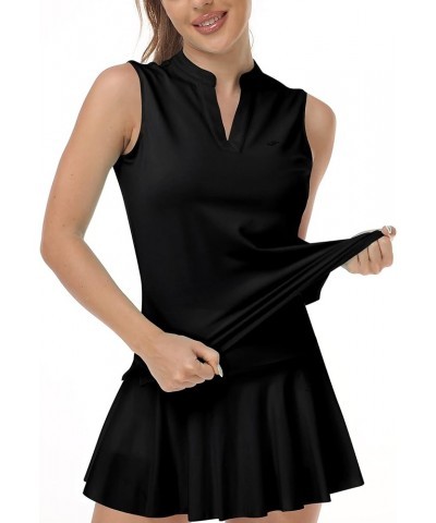 Women's Sleeveless Golf Polo Tennis Shirt Sport T-Shirt V-Neck Athletic Tops Active Tee Black $14.74 Shirts