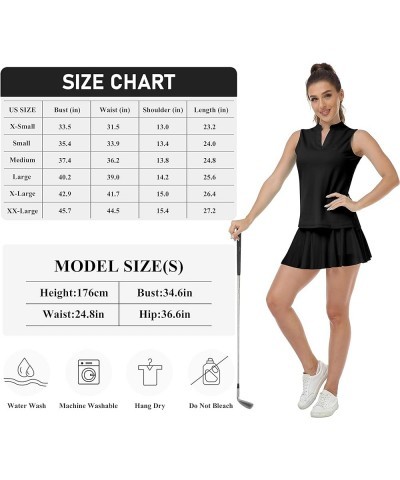 Women's Sleeveless Golf Polo Tennis Shirt Sport T-Shirt V-Neck Athletic Tops Active Tee Black $14.74 Shirts