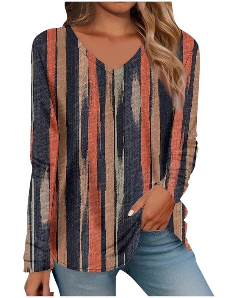 Womens Tops Dressy Casual Long Sleeve Shirts for Women Fashion Tunic Tops Lightweight Sweatshirts Vintage Tees D-orange $4.75...