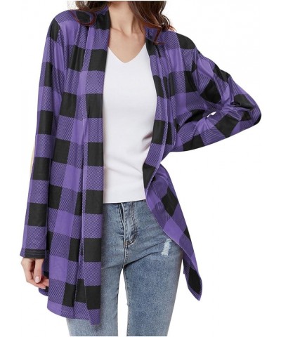 Women's Fleece Plaid Jacket Coats Trendy Open Front Long Sleeve Shacket Jackets Casual Fuzzy Cardigan Sherpa Outwear Plaid Sh...