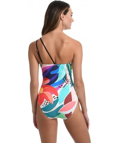 Women's Shoulder Cut Out One Piece Swimsuit Multi//Electric Shore $34.12 Swimsuits