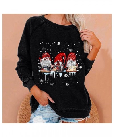 RMXEi Comfy Blanket Sweatshirt,Fashion Womens Loose Christmas Print O-Neck Long Sleeve Casual Top 4-black $12.64 Hoodies & Sw...