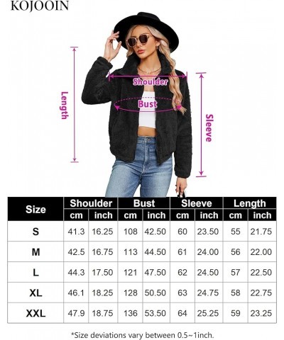 Women's Winter Fleece Jackets Sherpa Teedy Zip-up Jackets Coat Faux Fur Long Sleeve Shaggy Jacket with Pockets Black-02 $10.0...