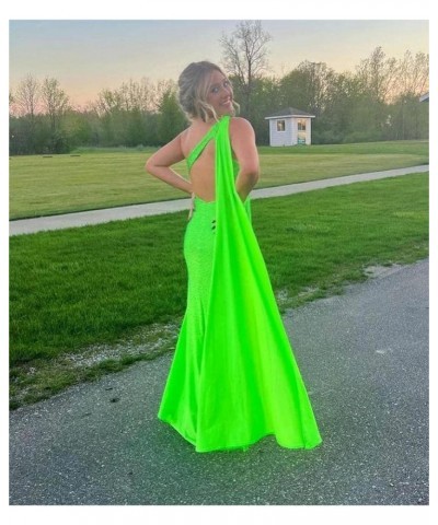 One Shoulder Sequin Prom Dresses with Cape Mermaid Evening Gowns Slit Backless Formal Dress Orange $40.80 Dresses