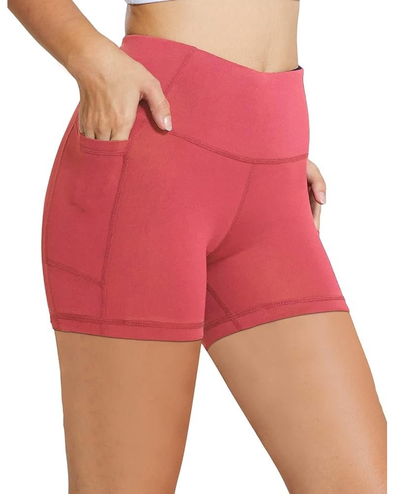 Women's 8"/ 5"/ 3" Biker Shorts High Waist Yoga Workout Gym Running Volleyball Spandex Shorts with Pockets Coral-classic $12....