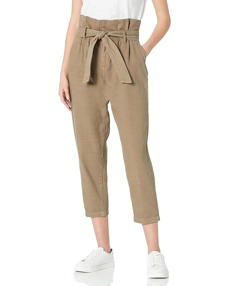 Womens Paperbag Self-belted Tapered Pants, Comfortable & Stylish Trousers Sand Storm $39.06 Pants