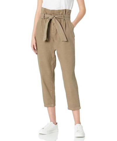 Womens Paperbag Self-belted Tapered Pants, Comfortable & Stylish Trousers Sand Storm $39.06 Pants