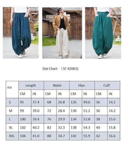 Women's Loose Linen Pants Casual Wide Leg Drawstring Striaght Fit Trouser Kz001 Burgundy $15.40 Pants