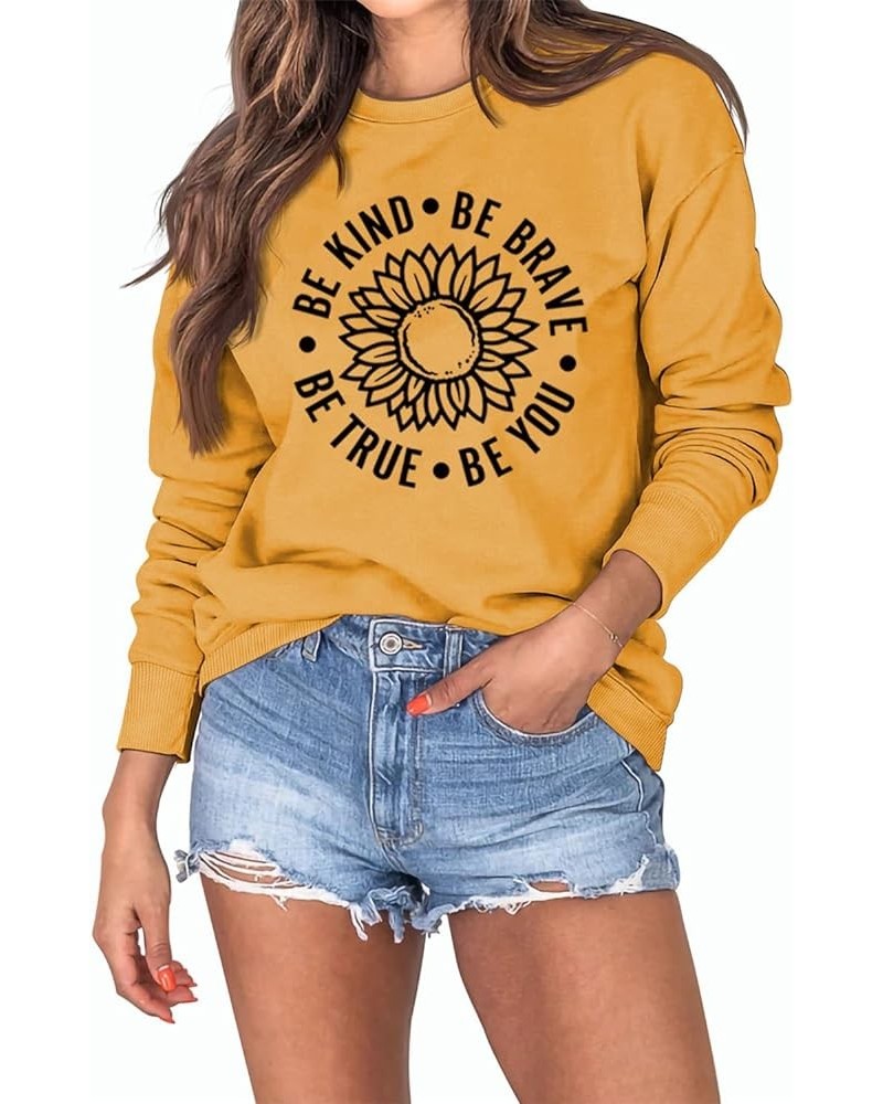 Be kind Sweatshirt Women Funny Sunflower Graphic Inspirational Teacher Shirts Casual Long Sleeve Blessed Pullover Tops Yellow...