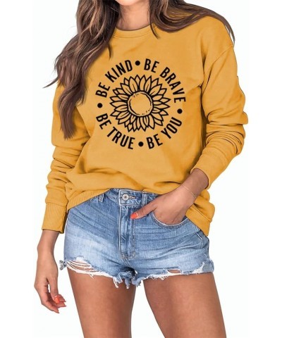 Be kind Sweatshirt Women Funny Sunflower Graphic Inspirational Teacher Shirts Casual Long Sleeve Blessed Pullover Tops Yellow...