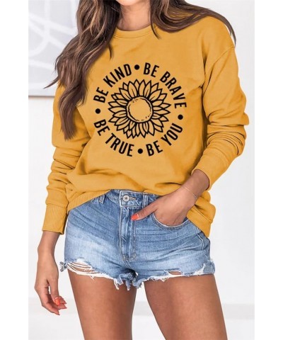 Be kind Sweatshirt Women Funny Sunflower Graphic Inspirational Teacher Shirts Casual Long Sleeve Blessed Pullover Tops Yellow...