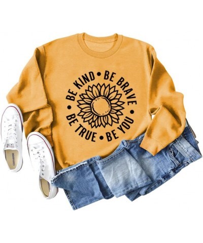 Be kind Sweatshirt Women Funny Sunflower Graphic Inspirational Teacher Shirts Casual Long Sleeve Blessed Pullover Tops Yellow...