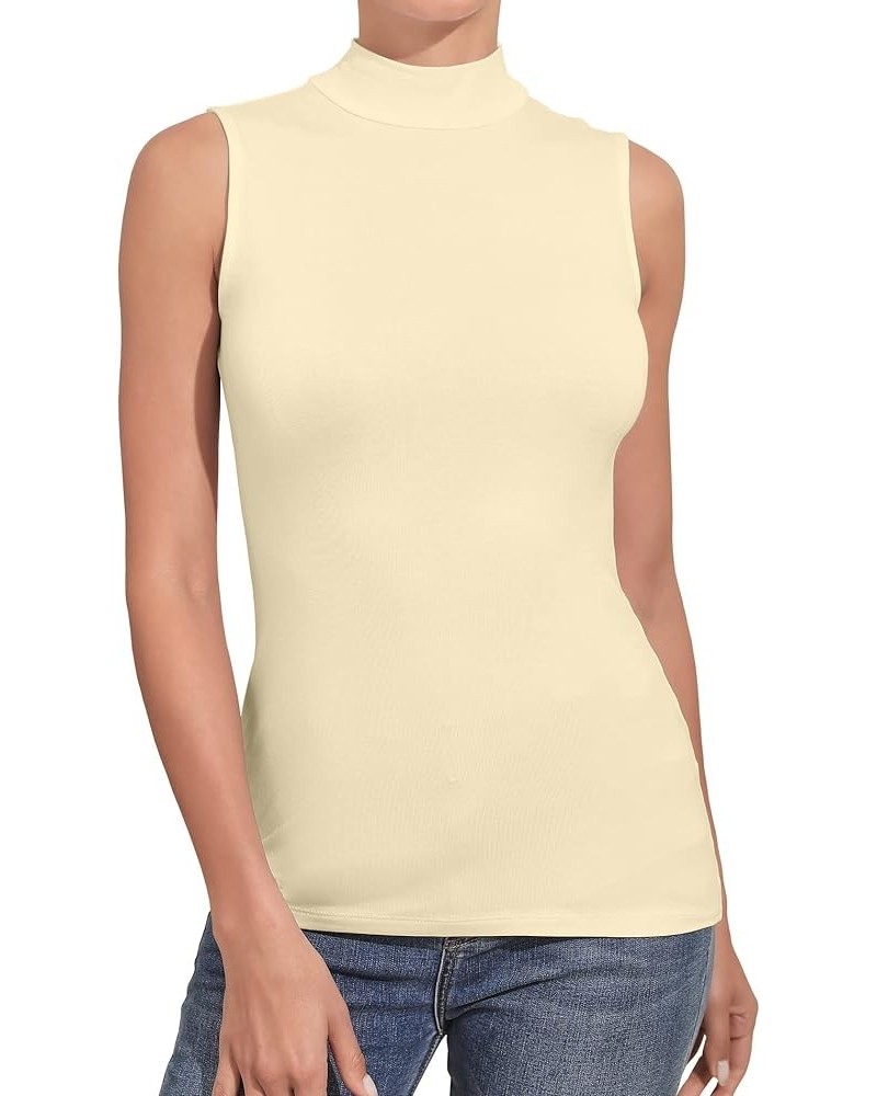 Women's Mock Turtleneck Long Sleeve Sleeveless Pullover Tops Slim Fit Basic T-Shirts Sleeveless Sleeveless Nude $11.39 T-Shirts