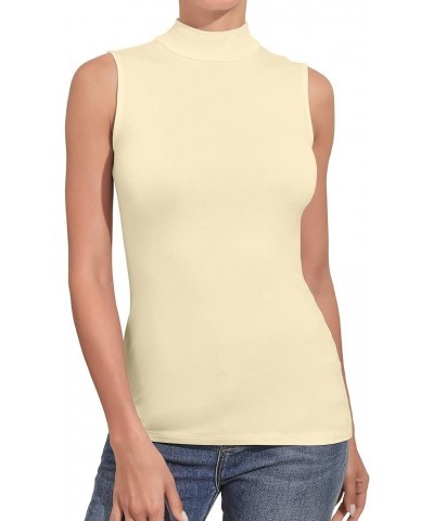 Women's Mock Turtleneck Long Sleeve Sleeveless Pullover Tops Slim Fit Basic T-Shirts Sleeveless Sleeveless Nude $11.39 T-Shirts