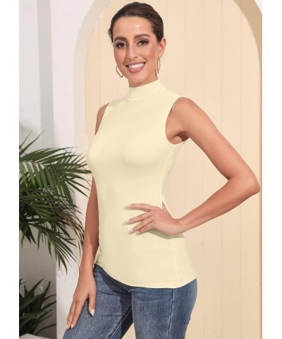 Women's Mock Turtleneck Long Sleeve Sleeveless Pullover Tops Slim Fit Basic T-Shirts Sleeveless Sleeveless Nude $11.39 T-Shirts