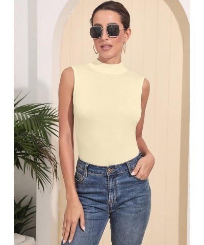 Women's Mock Turtleneck Long Sleeve Sleeveless Pullover Tops Slim Fit Basic T-Shirts Sleeveless Sleeveless Nude $11.39 T-Shirts