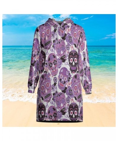 Women's Multicolor All-Over Print Hoodie Dress - 3D Fashion Design, Long Sleeve, Vintage Skull Style 2 $16.45 Dresses