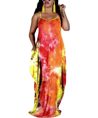 Women's Maxi Sunflower Dresses Sleeveless Long Tie Dye Dress Casual Sundresses with Pockets 9960orange $15.58 Dresses