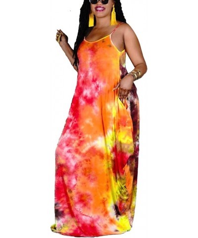 Women's Maxi Sunflower Dresses Sleeveless Long Tie Dye Dress Casual Sundresses with Pockets 9960orange $15.58 Dresses