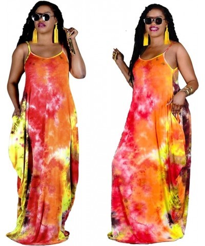 Women's Maxi Sunflower Dresses Sleeveless Long Tie Dye Dress Casual Sundresses with Pockets 9960orange $15.58 Dresses