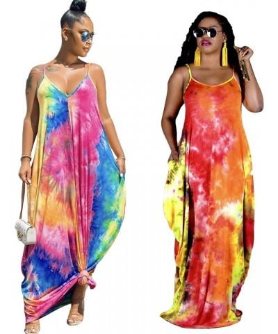 Women's Maxi Sunflower Dresses Sleeveless Long Tie Dye Dress Casual Sundresses with Pockets 9960orange $15.58 Dresses