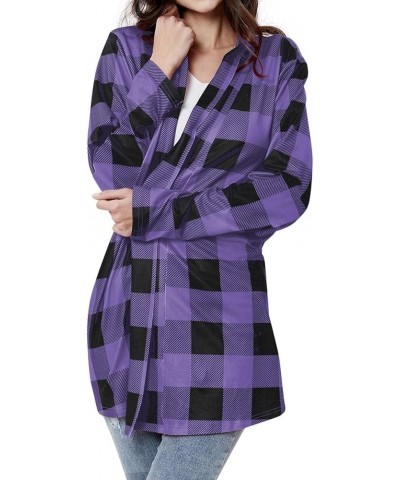 Women's Fleece Plaid Jacket Coats Trendy Open Front Long Sleeve Shacket Jackets Casual Fuzzy Cardigan Sherpa Outwear Plaid Sh...