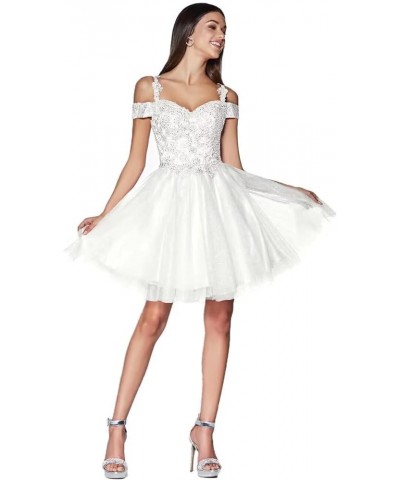 Short Homecoming Dresses for Teens Lace Appliques Tulle Prom Dress for Women Mini Cocktail Dress Ivory $25.01 Dresses