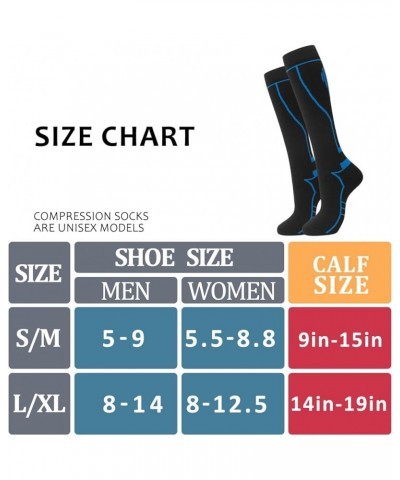 Compression Socks for Women Men Support Socks Knee High Nurses, Pregnancy, Running, Flying, Sports 18-3 Pairs-dark Blue/Yello...