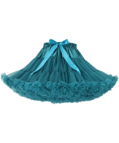 Womens 3-Layered Pleated Tulle Petticoat Tutu Puffy Party Cosplay Skirt Peacock Blue $14.24 Skirts