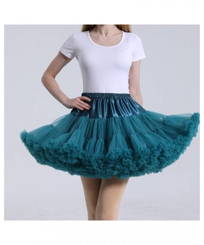 Womens 3-Layered Pleated Tulle Petticoat Tutu Puffy Party Cosplay Skirt Peacock Blue $14.24 Skirts