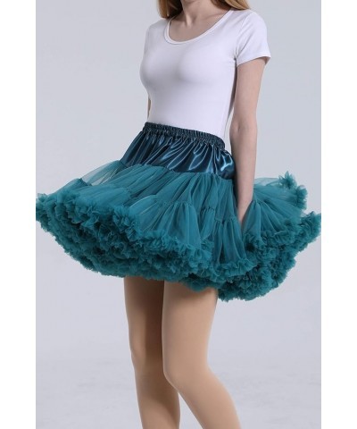 Womens 3-Layered Pleated Tulle Petticoat Tutu Puffy Party Cosplay Skirt Peacock Blue $14.24 Skirts