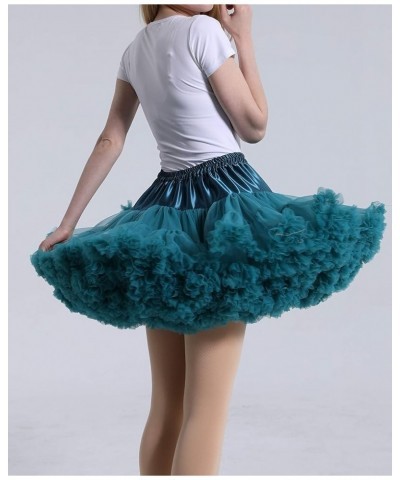 Womens 3-Layered Pleated Tulle Petticoat Tutu Puffy Party Cosplay Skirt Peacock Blue $14.24 Skirts