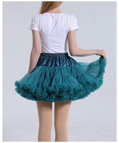 Womens 3-Layered Pleated Tulle Petticoat Tutu Puffy Party Cosplay Skirt Peacock Blue $14.24 Skirts