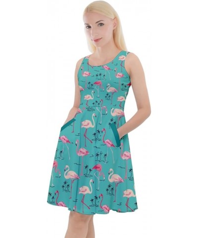 Womens Pineapple Summer Hawaii Fruits Print Casual Knee Length Skater Dress with Pockets, XS-5XL Aqua $13.20 Dresses