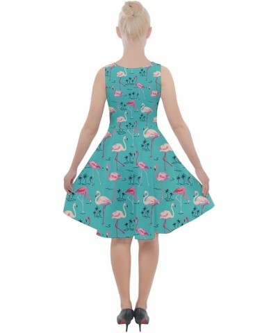 Womens Pineapple Summer Hawaii Fruits Print Casual Knee Length Skater Dress with Pockets, XS-5XL Aqua $13.20 Dresses