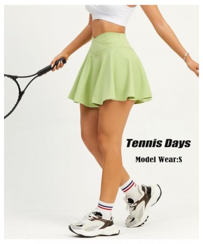 Women Pleated Tennis Skirt with Pockets Shorts Crossover High Waisted Athletic Golf Skorts Workout Sports Skirts 1-3 Light Gr...