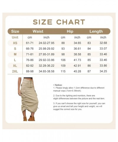 Women's Y2K Drawstring Denim Cargo Skirt Casual A-line Adjustable Long Skirt with Pockets Brown $17.51 Skirts