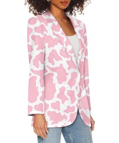 Casual Blazers for Women Lightweight Jackets Suit Long Sleeve with Side Pockets Size XXS-XXXL for Sports Work Pink Cow Print ...