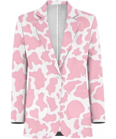 Casual Blazers for Women Lightweight Jackets Suit Long Sleeve with Side Pockets Size XXS-XXXL for Sports Work Pink Cow Print ...