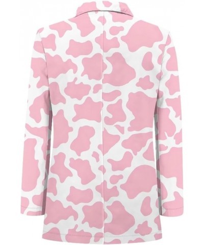 Casual Blazers for Women Lightweight Jackets Suit Long Sleeve with Side Pockets Size XXS-XXXL for Sports Work Pink Cow Print ...