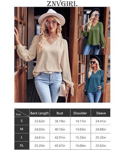 Women's Tunic Tops Long Sleeve V Neck Blouses Casual Loose Tie Knot Shirts 06 Navy Blue $8.24 Tops