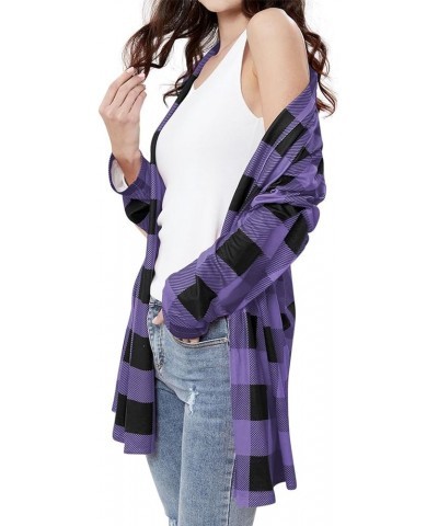 Women's Fleece Plaid Jacket Coats Trendy Open Front Long Sleeve Shacket Jackets Casual Fuzzy Cardigan Sherpa Outwear Plaid Sh...