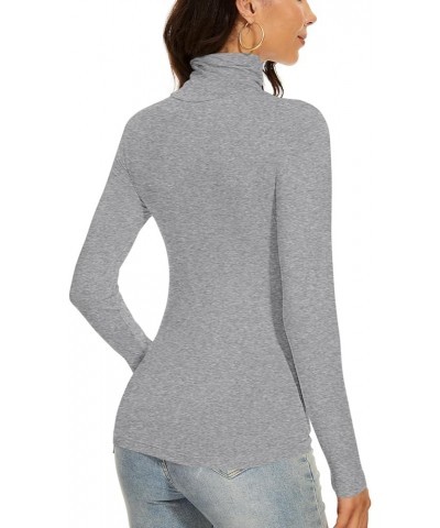 Women's Turtleneck Long Sleeve Thermal Tops Slim Fitted Lightweight Thin Basics Layer Tshirt (XS-2XL) Flecking Gray $9.89 Tops