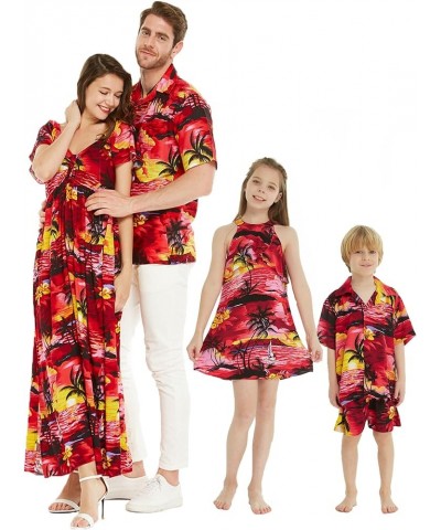 Matchable Family Hawaiian Luau Men Women Girl Boy Clothes in Sunset Red Women Women Short Poncho $8.40 Jewelry